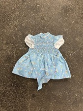 Polly Flinders Smocked Prairie Dress Baby 3T Toddler Vintage Blue Floral Girls
