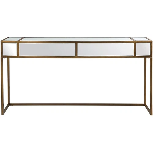 Uttermost 25286 Reflect Console Table Brushed Aged Gold and Mirrored Accents - Picture 1 of 8