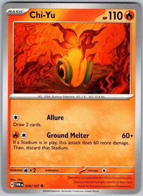 Chi-Yu 039/167 Uncommon Twilight Masquerade Pokemon Near Mint