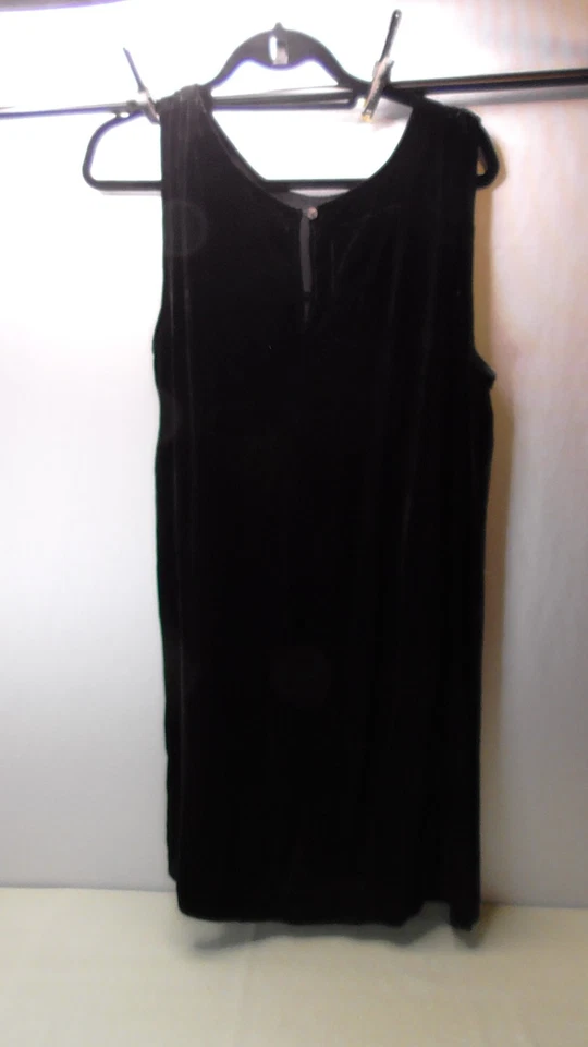 Johnny Was Black Velvet Sleeveless Sheath Dress Embroidered Boho Medium - Image 2 of 3
