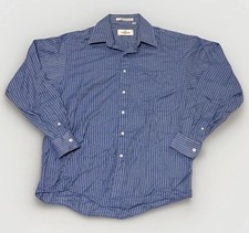 Valentino Mens Egyptian Combed Cotton Blue Striped Button Up Long Sleeve Shirt
