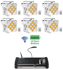 6 Rockville BEST PAR 60 Battery Wash Lights Wireless DMX 384 Channel Controller