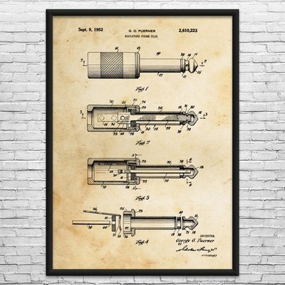Audio Jack Patent Wall Art: Dj Gifts, Turntable Art, Man Cave Decor