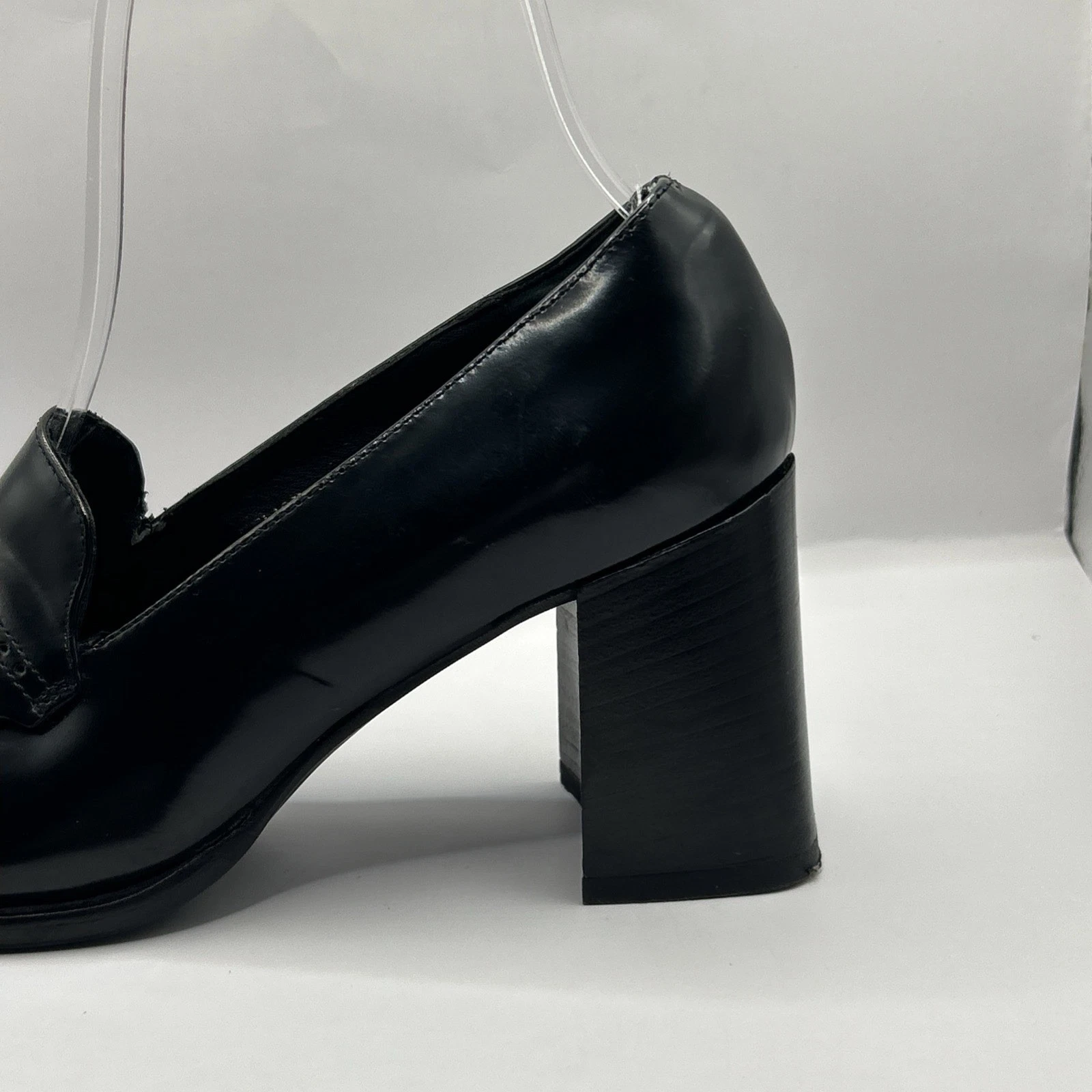 Mocassino Coach vintage made in Italy in pelle nera tacco 6B frange