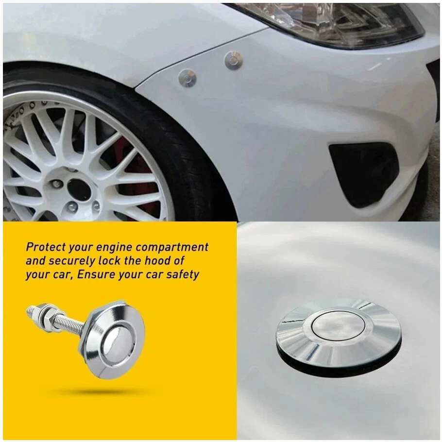 Botón de liberación rápida capó pasadores bloqueo clip parachoques coche pestillo kit (4 piezas) Foto 4 de 4