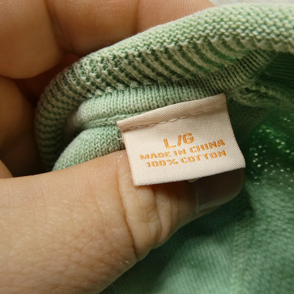 Tommy Bahama Sweater Womens Large Mint Green Cotton Long Sleeve Midweight V Neck - Image 3 of 4