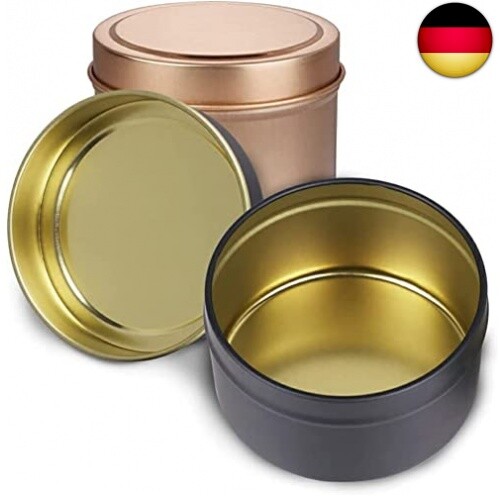 Kemcatui Metall-Kerzendosen Mit Deckel – 2 Stück, Silber, 237 Ml (8 Cm Durchmesser)