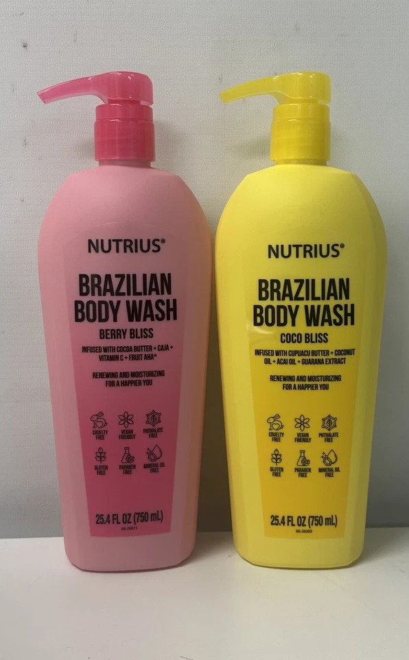 Nutrius Brazil Body Wash Coco Berry Bliss семейный размер, 2 x 25,4 жидких унц - Изображение 2 из 3