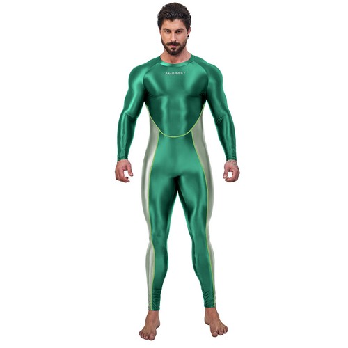 AMORESY Men's Shiny Jumpsuits Tracksuits Cycling Tights Overalls Activewear Sets - Picture 30 of 32