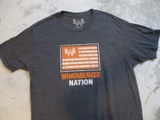 Whataburger Nation Shirt Mens Large Gray Orange USA Flag Patriotic Employee