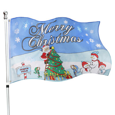 WEIHNACHTSFLAGGE NORDPOL 5' X 3'FT FLAGGE INNEN AUSSEN FLAGGE WEIHNACHTSDEKORATION