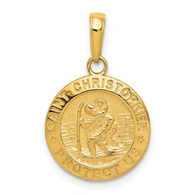 Real 14kt Yellow Gold Saint Christopher Medal Charm