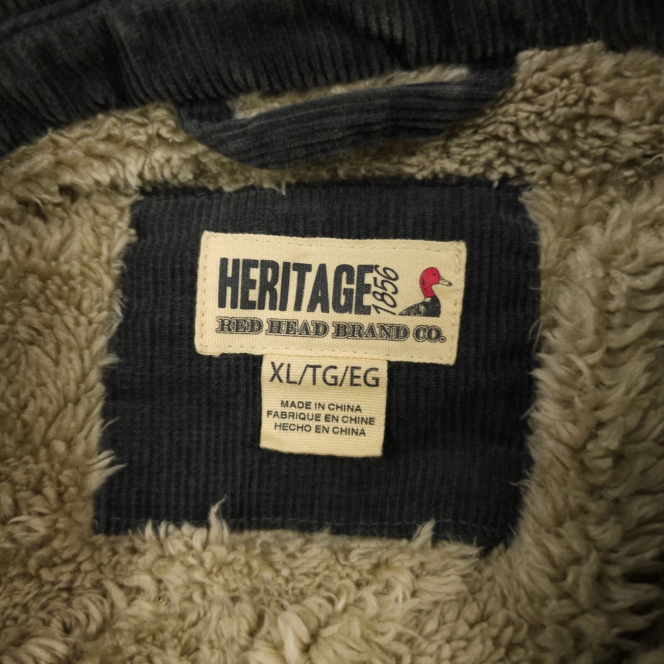 Chaqueta Red Head Para Hombre XL Gris Pana Heritage 1856 Sherpa Forrada Tareas A Presión Foto 3 de 4