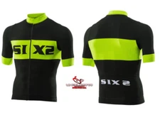 LUXURY BLACK AND YELLOW SIXS SHORT SLEEVE ZIP BIKE JERSEY SIZE M CARBON