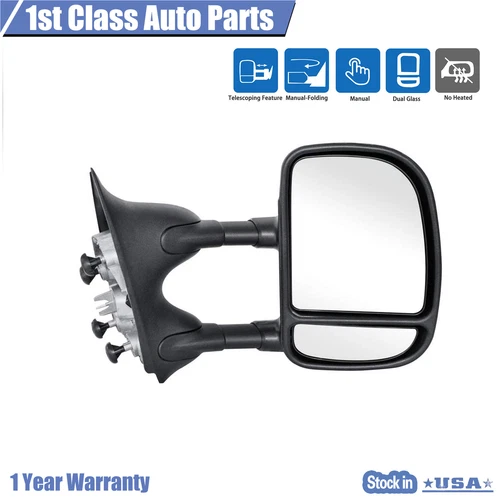 Right Towing Manual Mirror Fits 99-07 Ford F-250 F350 F450 Super Duty Truck