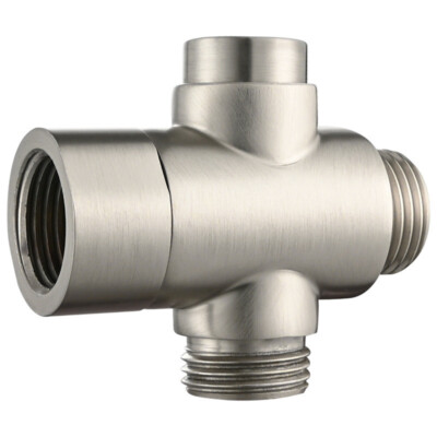 Soild Brass Push Button Water G1/2'' T-adapter Shower Diverter Brushed Nickel