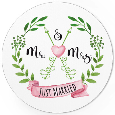 Aufkleber Hochzeit rund 4 cm 48 Stück Just Married Mr Mrs Sticker Deko Etiketten