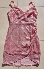 BNWT D&M Pink Sequin Strappy Bodycon Mini Party Dress Size M