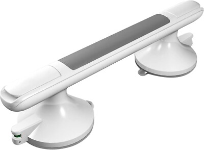 Suction Cup Grab Bar Premium 12 In for Bathroom, Shower (White) with indicator
