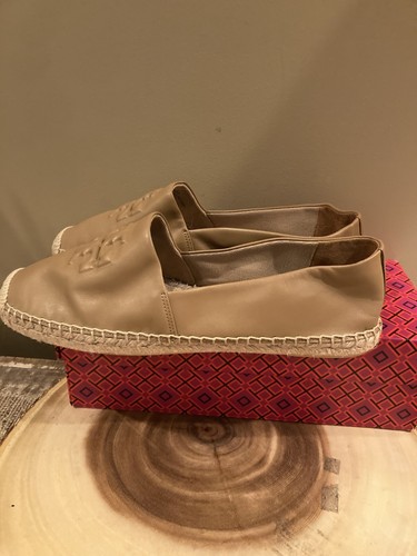 Tory Burch Everly Signature Logo Nappa Leather Espadrille Flat Shoes New Sz-11 - Picture 6 of 8