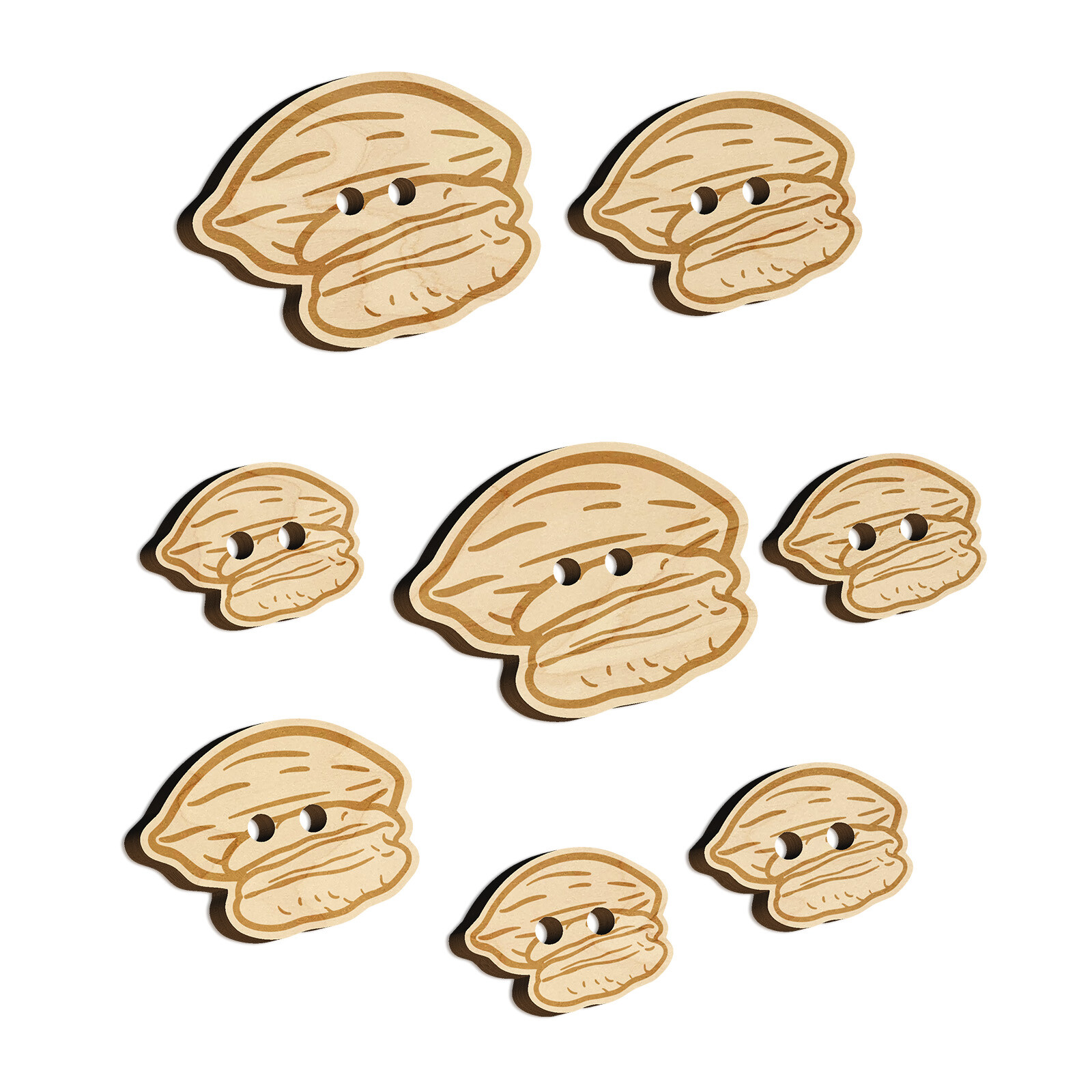 Pecan Nut Drawing Wood Buttons for Sewing Knitting Crochet DIY Craft