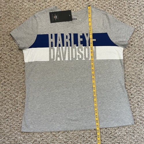 Nuova maglietta Harley Davidson donna XL grigio blu logo blocco X-Large - Foto 5 di 8