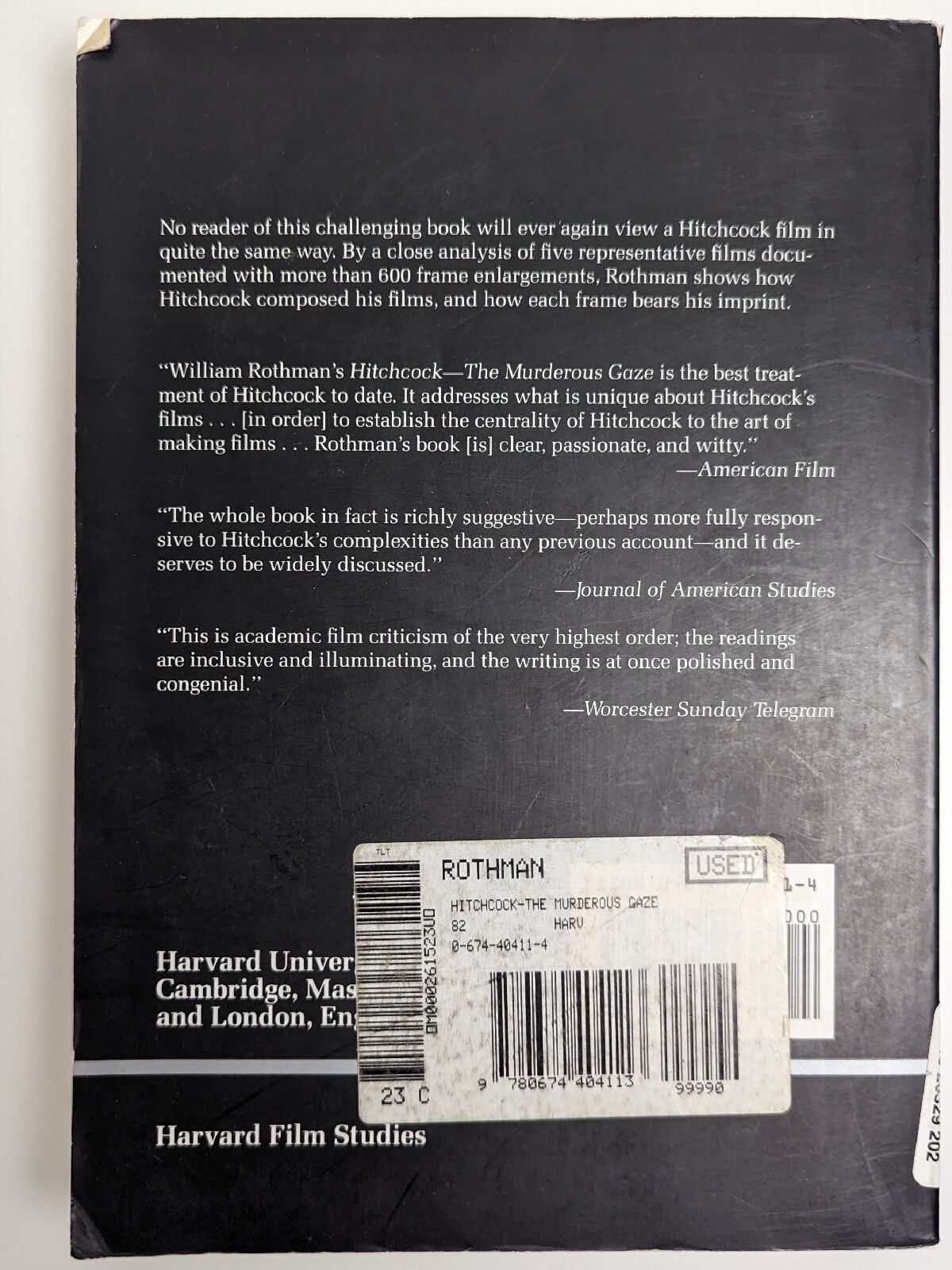 Hitchcock : The Murderous Gaze Paperback William Rothman 9780674404113 ...