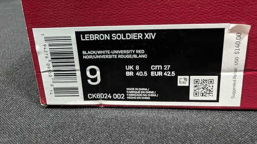 Nike LeBron Soldier 14 Black White University Red Size 9 CK6024-002 - Picture 14 of 18