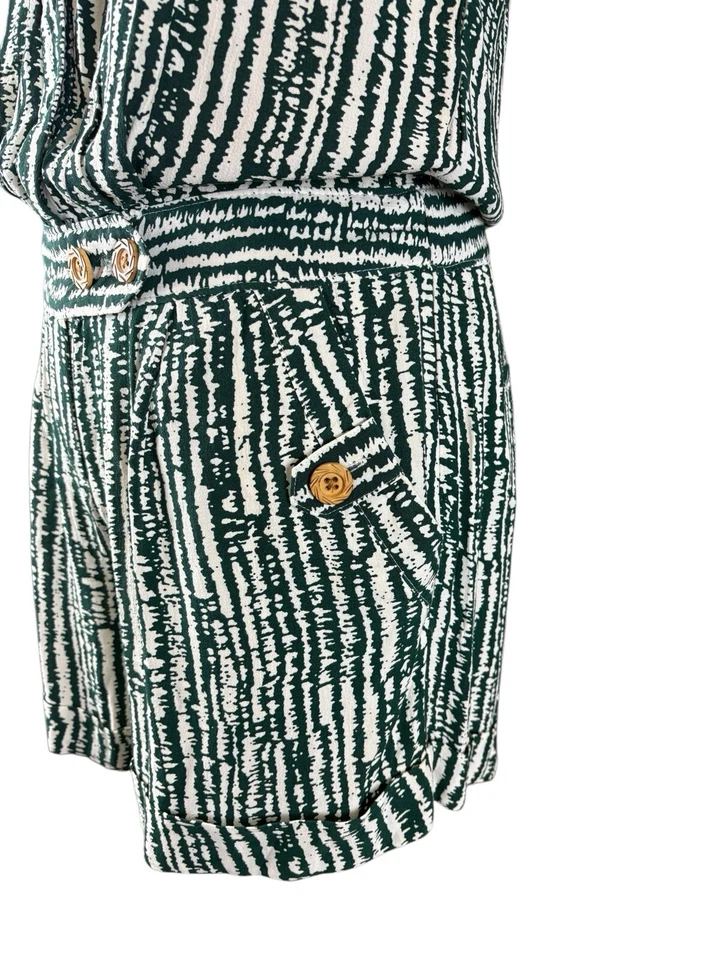 Mameluco Anthropologie ETT TWA sin mangas para mujer talla 0 bolsillos verdes y blancos Foto 4 de 4