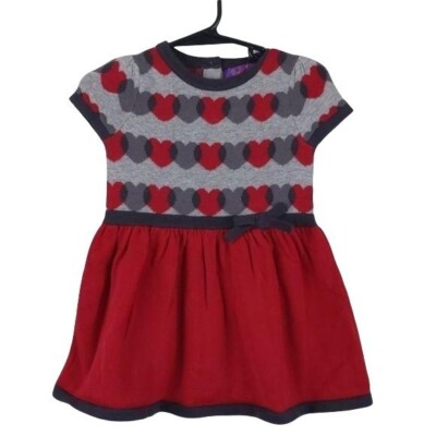 Pekkle Infant Sweater Dress Red & Gray short sleeve Hearts 12M (NWT) | eBay