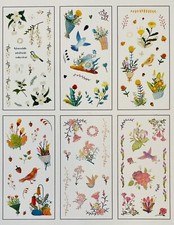 6 Sheets Watercolor Birds Flowers Stickers Papercraft Planner Supply Crafts