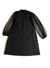 Vince Camuto Women's Mesh Dot Sleeve Shift Dress Black Size 6 VC1M0271 Party