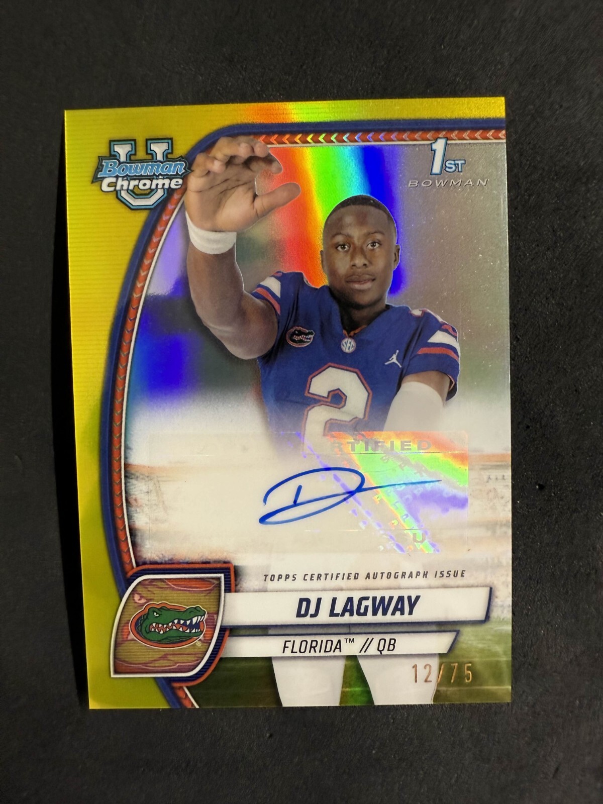 DJ Lagway 2024 Bowman U Chrome Yellow Refractor 1st Auto /75