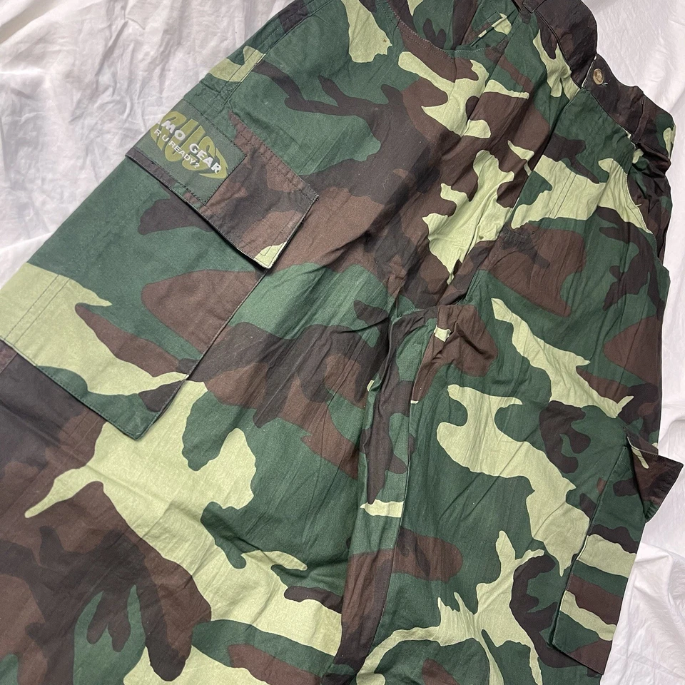 "Pantalones camuflados militares holgados de pierna ancha Y2K de colección 28x32 cargo Rave Jnco Kik 11,5"" abiertos" Foto 2 de 4