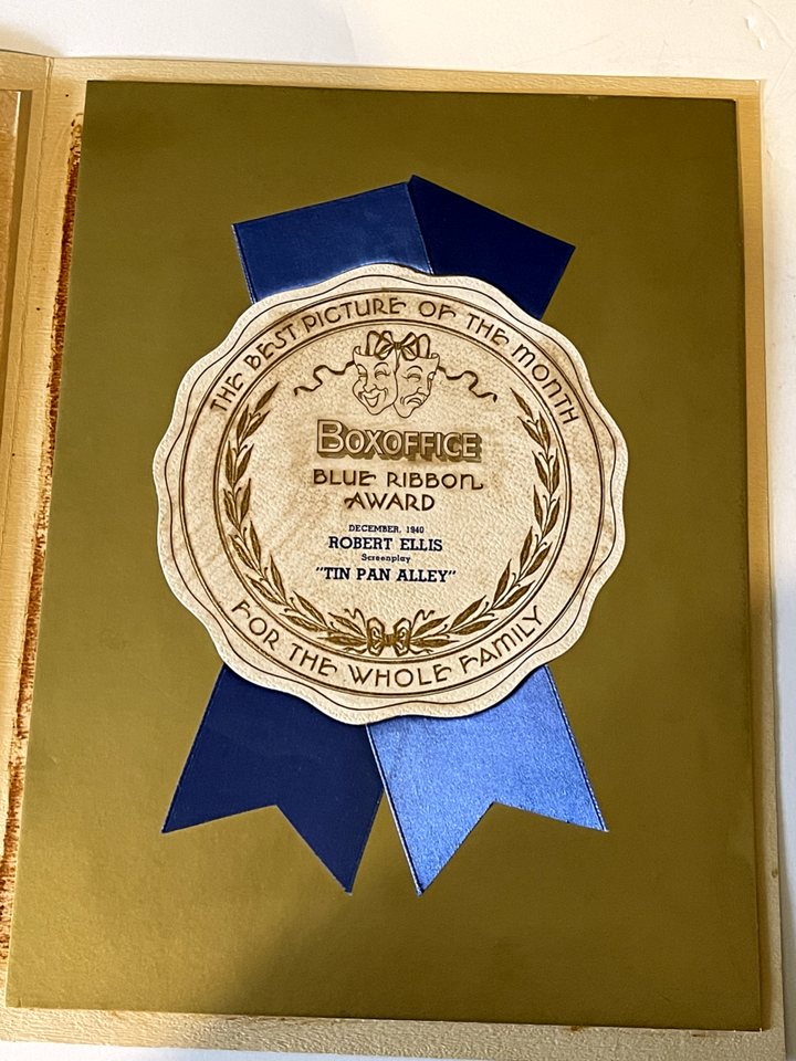 RARE "TIN PAN ALLEY" MOVIE BOX OFFICE AWARDS 1940 BETTY GRABLE ALCIE