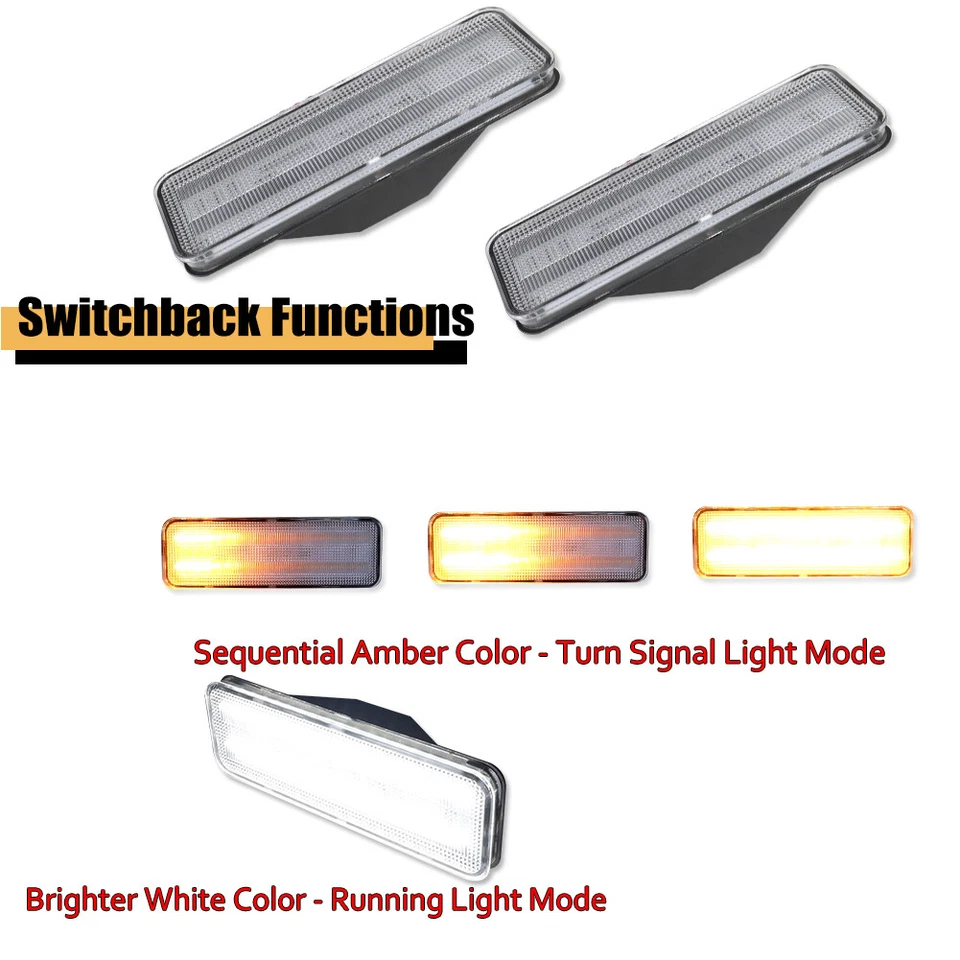 Switchback LED Front Parking Signal Lights Pair For Bronco F100 F150 F250 F350 - Image 2 of 4
