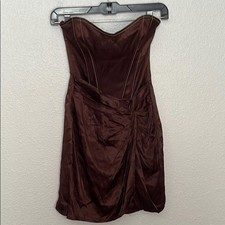 Zara Brown Satin Mini Dress Size XS NWT