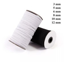 Elastic Band Roll for Sewing DIY Face Masks ? 3mm to 12mm ? Black White Stretch