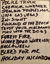 DEAD KENNEDYS ULTRA RARE VINTAGE 1983 SETLIST JULY 6 1983 REGGAE LOUNGE NYC