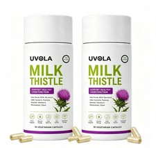 2x Uvola Milk Thistle Supplement 80 Silymarin Liver Support Formula 90ct