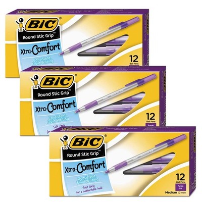 Medium Ultra Round Stic Grip Ballpoint Stick 12 Count (Pack of 1), Purple