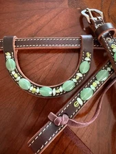 Genuine Green Aventurine & Peridot Single One Ear Headstall Custom Original