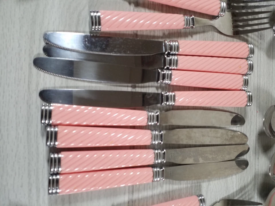 Talheres de aço inoxidável trançado rosa Mikasa Japão 40 peças (serviço para 8) talheres - Imagem 4 de 4