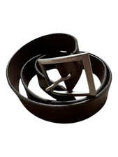 Banana Republic Brown Belt Leather Silver Buckle Minimalist Heritage 34 - 38
