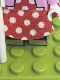 Lego Disney Castle Minfig. Minnie Mouse Red Polka Dot Dress,Red Bow,Pink Sweater