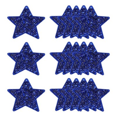 MECCANIXITY 20 Pcs Sequin Star Iron on Patches, 2.6 x 2.4 Inch, Deep Blue 