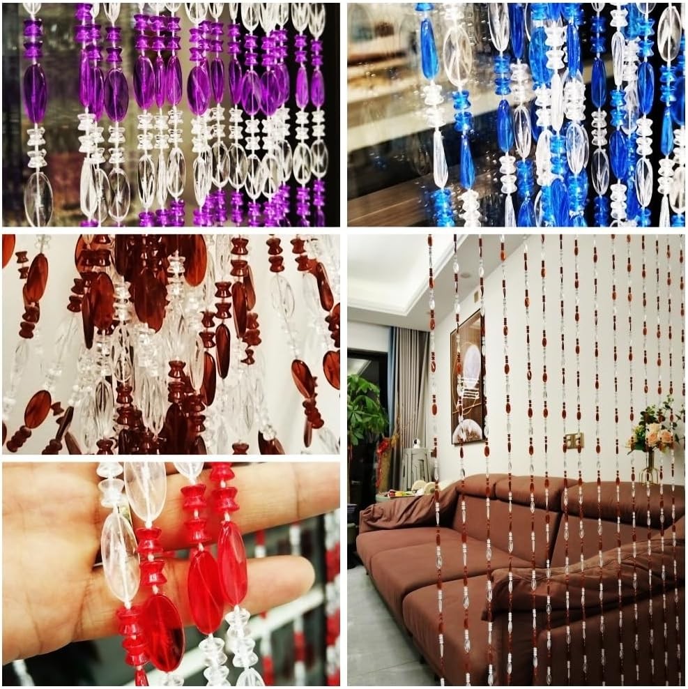 ave split Beaded Curtain Doorways Acrylic 39W x 78.7L (Pack of 1), Clear 