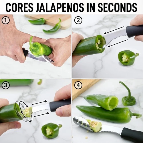 Zulay Kitchen Jalapeno Corer and Seed Remover - Thumbnail 5