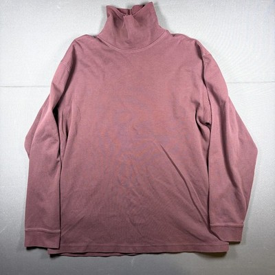 L.L. Bean Mock Neck Turtleneck Shirt Mens L Regular Maroon Long Sleeve Cotton