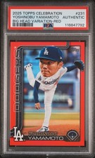 2025 TOPPS BIG HEAD VARIATION-RED #231 YOSHINOBU YAMAMOTO 1/5 PSA AUTHENTIC